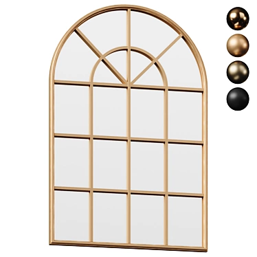 Modern Arch Metal Framed Mirror 3D model image 1 