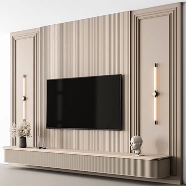 Modern Beige TV Wall Set 3D model image 1 