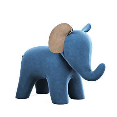 Blue Velvet Elephant Kid Pouf 3D model image 1 