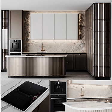Adjustable Modern Kitchen Set 3D model image 1 