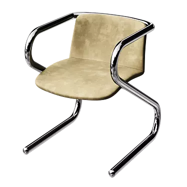 Retro Tubular Z Chairs Set 3D model image 1 