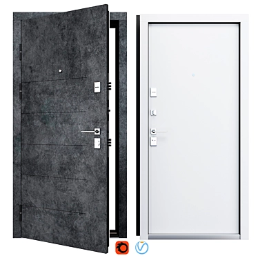 Metal Entry Door with Locks 3D model image 1 