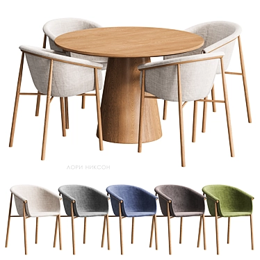 Scandinavian Dining Table Set 3D model image 1 