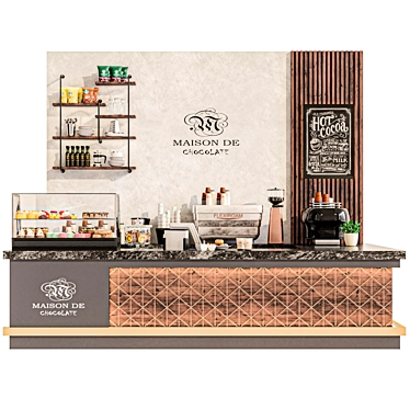 Designer Coffee Point Display with Desserts 3D model image 1 