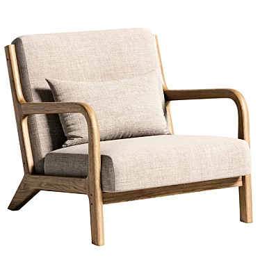  Nordic Wood Armchair - Elegant Scandinavian Design 3D model image 1 