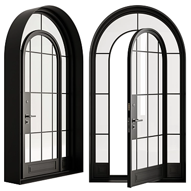 Elegant Glass Arched Door Set 3D model image 1 