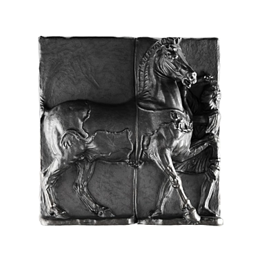 Equestrian Metal Plaster Wall Relief 3D model image 1 