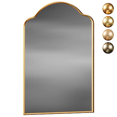 Elegant Arched Brass Mirror 3D model image 1 