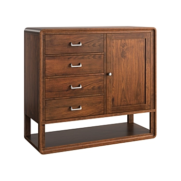 Walnut Veneer Hardwood Chicago Chest 3D model image 1 