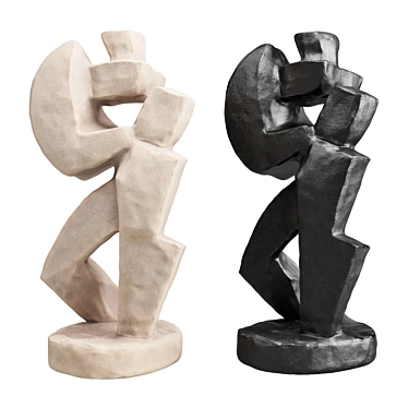 Cubist Metal Plaster Man Sculpture 3D model image 1 