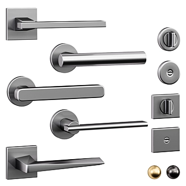 Luxury Set of Five Door Handles 3D model image 1 