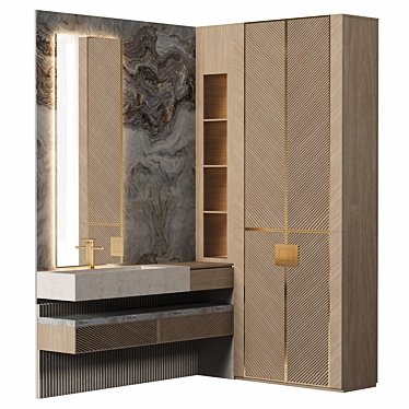 Luxury Bathroom Storage Set 3D model image 1 