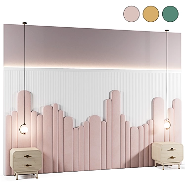 Bed Headboard in Three Design Options 3D model image 1 