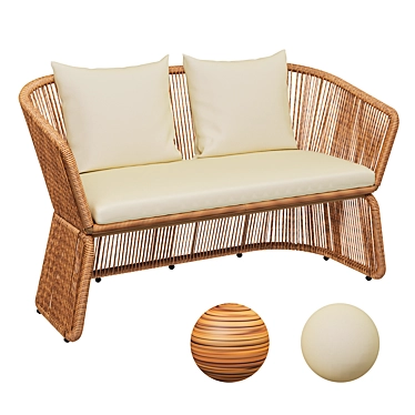 Rattan Beige Sofa St. Tropez 3D model image 1 