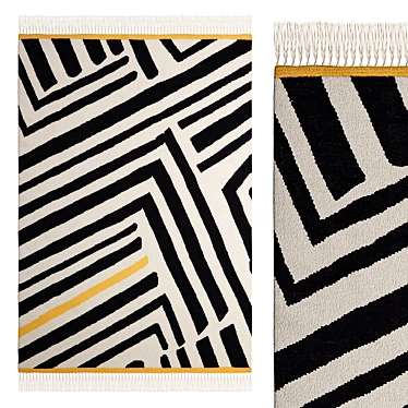 Monochrome Abstract Stripe Rug 3D model image 1 