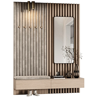 Hallway in a modern minimalist style 18 (hooks, shoe rack, mirror)