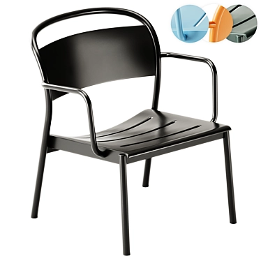 Modern Minimal Steel Armchair Set 3D model image 1 