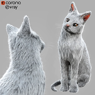 Sleek Cat Sculpture Display Piece 3D model image 1 