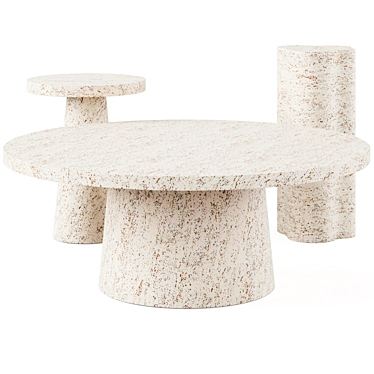 Travertine Resin Furniture Set 3D model image 1 