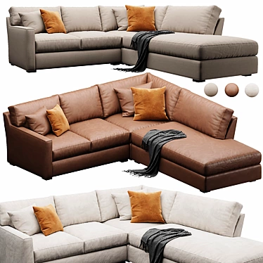 Versatile Axis Sofa, Customizable Velvet/Leather 3D model image 1 