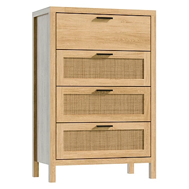 4-Drawer UV Unwrapped Dresser 3D model image 1 