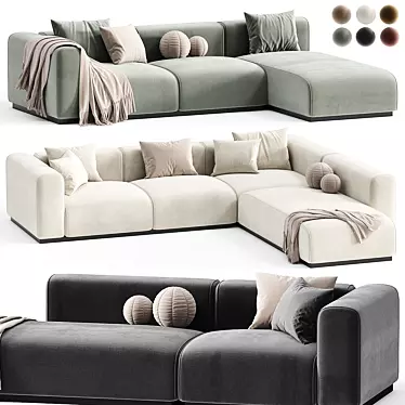 Braid Mahy Sectional Sofa Finely-Crafted 3D model image 1 