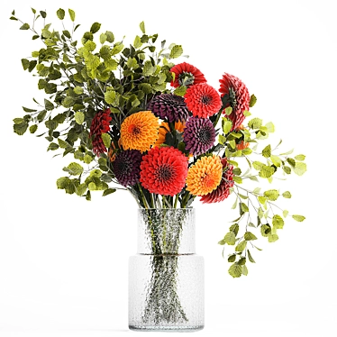 Spring Bouquet Collection in Glass Vase 3D model image 1 