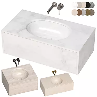 Luxury Washbasins Set with Faucets 3D model image 1 