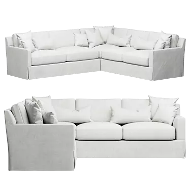 Chloe Slipcovered L-Sectional Sofa 3D model image 1 