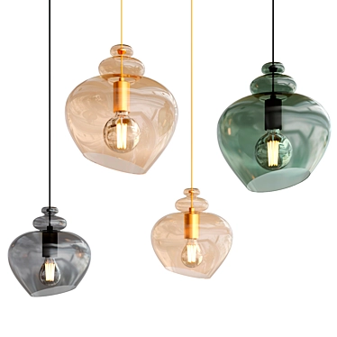 Elegant Grace Glass Pendant Light 3D model image 1 