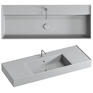 Modern White Ceramic Sink Fixture 3D model image 1 