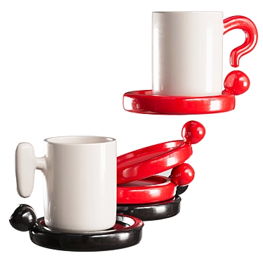 Ceramic Coffee Cup & Saucer 3D model image 1 