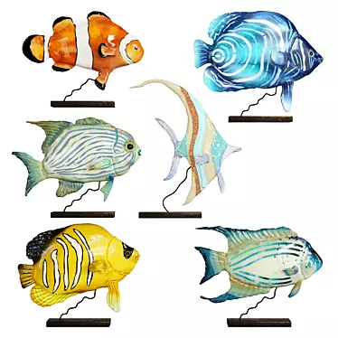 Colorful Fish Figurines Set 3D model image 1 