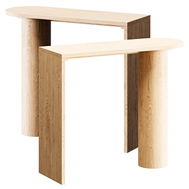 Contemporary Wooden Console Table 3D model image 1 