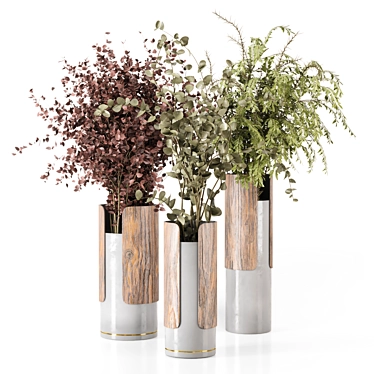 Bouquet in Combination of Wood & Ceramic Vase - Set 2163