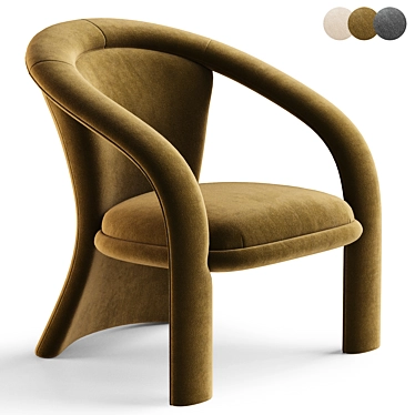 Sculptural Green Velvet Armchair 3D model image 1 