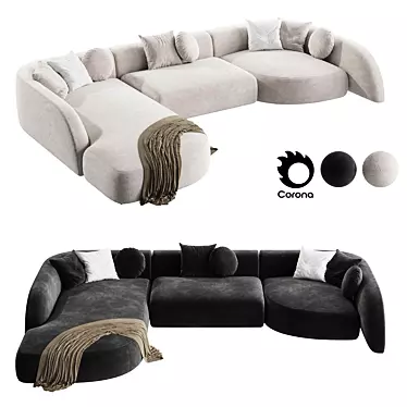 Modern Freya Sectional Sofa Home 3D model image 1 