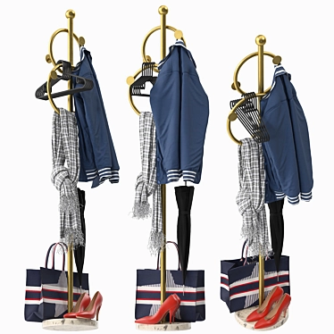 Elegant Wrought Iron Coat Rack 3D model image 1 