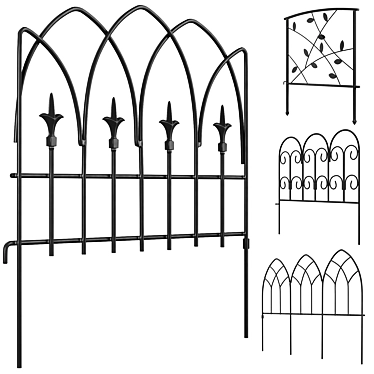 Black Metal Fence Collection 3D model image 1 