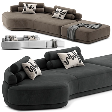 Velvet Etna Sofa 3 Colors 3D model image 1 