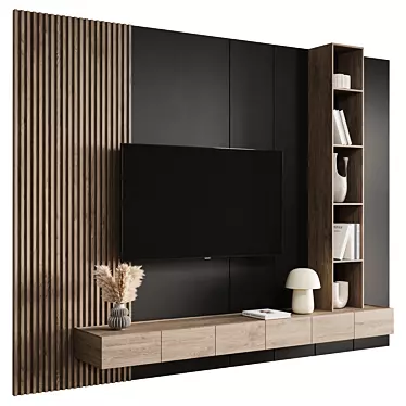 Modern 3D TV Wall Set 3D model image 1 