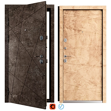 Modern Entry Metal Door Set 3D model image 1 