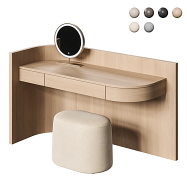 Elegant Vanity Table with Mirror 3D model image 1 