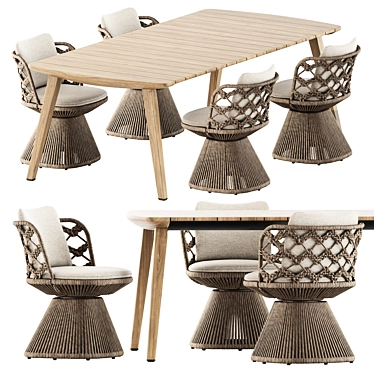 Modern Outdoor Dining Set: Flair O' Chair & Fynn Table 3D model image 1 