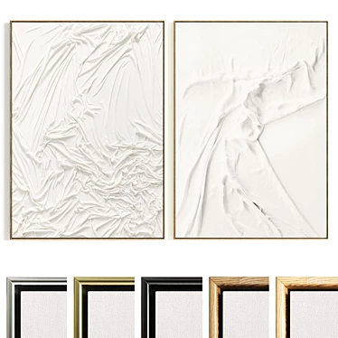 Plaster Dual Photo Frames Set 3D model image 1 