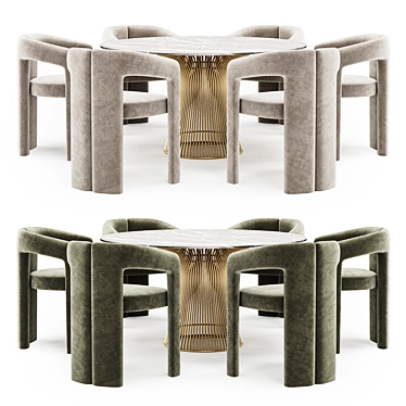 Sleek Dining Set with Platner Table 3D model image 1 