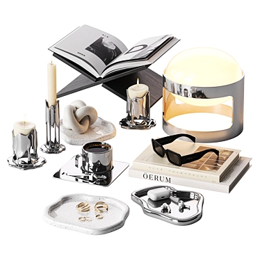 Contemporary Chrome Decor Set 3D model image 1 