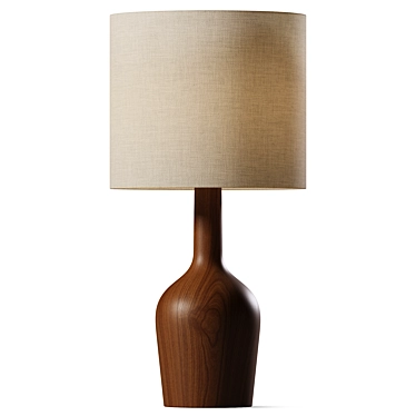 Hand-Turned Walnut Wood Lamp 3D model image 1 