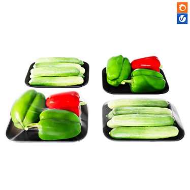 Customizable Cucumber & Pepper Kitchen Decor 3D model image 1 