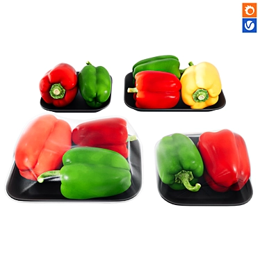 Textureable Pepper Set for Kitchen 3D model image 1 